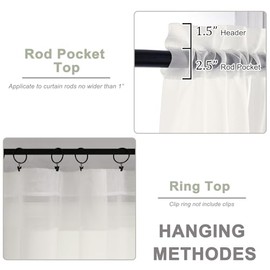 OWENIE - Cortinas transparentes de color marfil, 45 pulgadas de largo filtrado de luz para cocina, recámara, paneles cortos, bolsillo para barra, 2 paneles, cortinas de café, ventana pequeña, 42