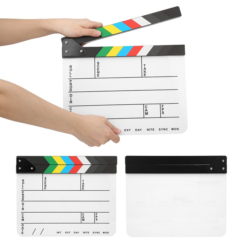 30x25CM Acrylic Movie Clapperboard Professional Director Action Clap Film Photography