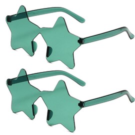 2 Pieces Star Shape Sunglasses Multicolor Rimless Star Sunglasses Love Star Shaped Glasses Fashion Star Oversized Fashion Sunglasses Eyewear for Women, Green