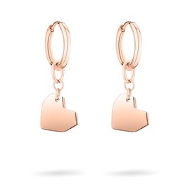 Liebeskind Berlin Creole Earrings Stainless Steel 2.6 cm with Heart Pendant, Stainless Steel, No Gemstone