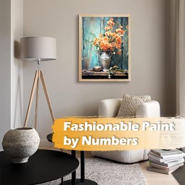 SULISO Paint by Numbers Adult Flower DIY Hand Painted Oil Painting Kits for Children Beginners Gifts Kits for Girls Women Gift House Decoration 40 x 50 cm, Vintage Vase