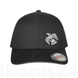 Flexfit Odins Raven Flex Fit Hat GOD Viking Symbol Military Celtic Norse Cap   - Black on Black, L/XL