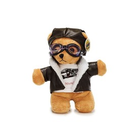 Euro Souvenirs Teddy bear with pilot outfit, pilot bear made of plush, cuddly bear, approx. 24 x 12 x 24 cm, brown