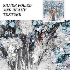 Abstract Tree Canvas Wall Art: Maple Blossom Artwork Picture Painting on Canvas for Living Room (Teal Blue, Overall 48''x24'')