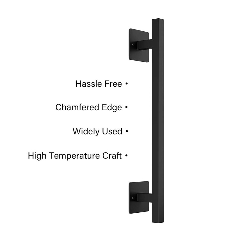 SMARTSTANDARD 12” Antique Rustic Handmade Barn Door Handle, Black Flush