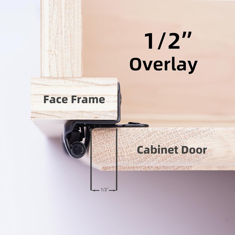 Decobasics 50 Pack 1/2" Overlay Brushed Nickel Cabinet Hinges for