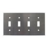 Leviton 4-Gang Toggle Device Switch Wallplate, Standard Size, 84012-40, Stainless