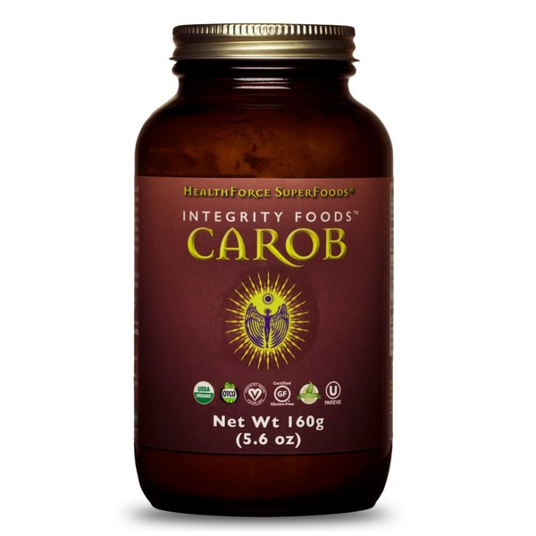 HEALTHFORCE SUPERFOODS Integrity Foods Carob - 160 Grams - High in Dietary Fiber & Powerful Antioxidants - Perfect for Smoothies - Organic, Vegan, Gluten Free - 19 Servings