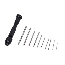 Jadeshay - 11Pcs Pin Vise Broca Taladro Manual de Mano, Acero de Alta Velocidad Aleación de Aluminio Manual Mini Brocas Torcedura para Nogal Ámbar Plástico Caucho DIY Manualidades