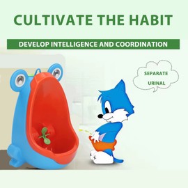 Children's Urinal, Potty Training Urinal with Frog, Potty Training Wall Urinal Plastic Urinal with Target Funny Bathroom (Blue)