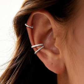 BVLAGIDA 3 Pairs of Ear Cuff for Women Ear Cuff Earrings Fake Earrings 14K Gold Ear Cuffs Fake Helix Cartilage Earrings Ear Cuff with Gift Box, Brass