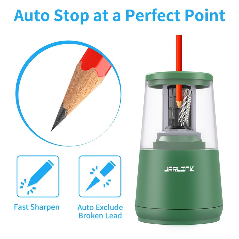 JARLINK Electric Pencil Sharpener, Heavy-Duty Helical Blade to Fast Sharpen,