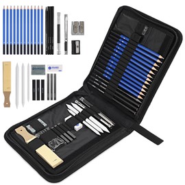 Lrocotanc Rofessionelle Drawing Sets 33 Pieces Sketching Pencils Drawing Pencils Tool Art Set with Bag Sketch Set Perfect for Artists Students Teachers and Beginners