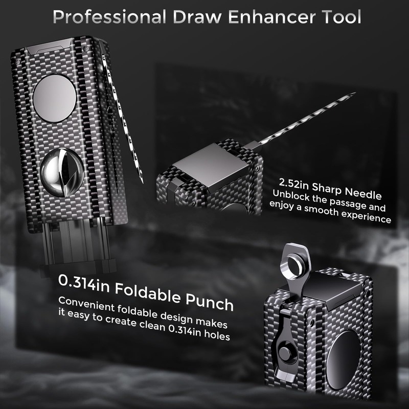 5-in-1 Torch Lighter, Built-in Multi-Functional Accessories, Punch, Draw Enhancer Tool,