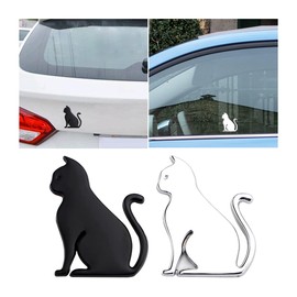 JNNJ 2 Pieces Decorative Car Sticker Cat Pattern Car Zinc Alloy Cat Pattern Car Sticker Unique Automotive Decorative Stickers