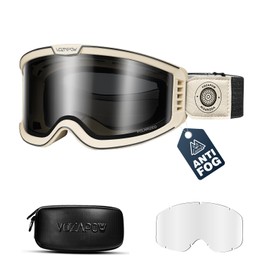 VOZAPOW Dirt Bike Goggles Anti Fog with Clear & Grey Lens, OTG Motocross Goggles for Motorcycle ATV Racing Men Women