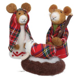 Gisela Graham Wool Mix Tartan Mice Nativity Set of 3