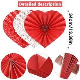 Reofrey Pack of 6 Paper Fans Heart Decoration, Paper Fans Valentine's Day Decorations, for Valentine's Day Decoration, Birthday, Wedding, Marriage Proposal, Carnival, Home, Party Supplies