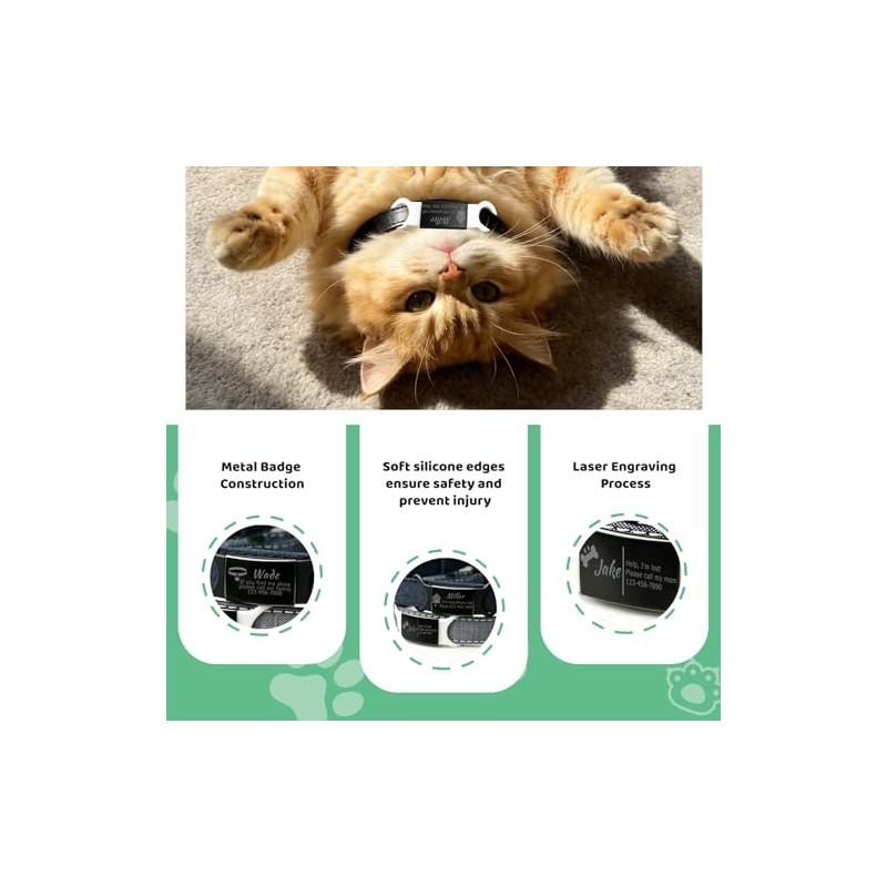 Pack de 3 Custom Slide On Silent Pet ID Tags,