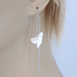 Grass Shack Trading SHARKS TEETH Ear Threads Threader Earrings Silver Pair Shark Tooth 4.5"
