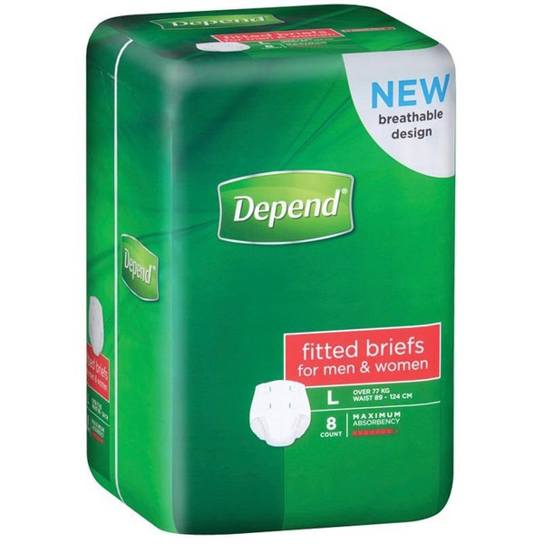 Depend Fitted Briefs Large X 8 (Limit 4 per order)