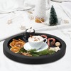 Black Round Wood Decorative Tray for Display Coffee Table Living