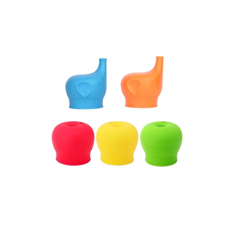 5 Pack Silicone Sippy Cup Lids, Stretches to Cover Kids