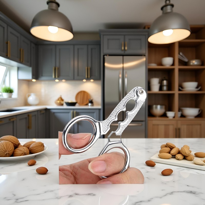 Silver Nutcrackers for Nuts, Stainless Steel Nuts Pistachio Sheller Opener