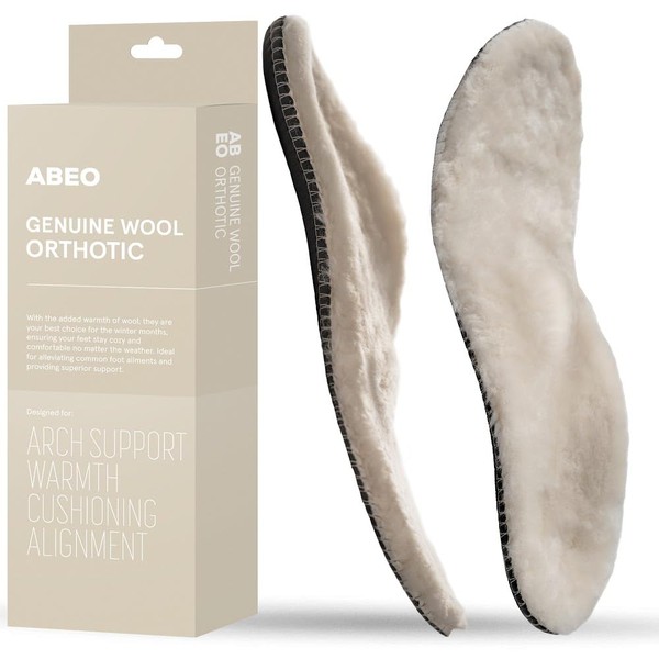 ABEO Genuine Wool Orthotic Metatarsal Insoles | Boot Insoles for