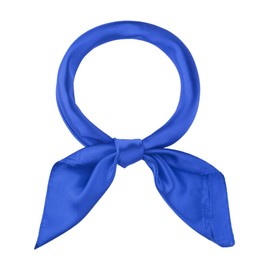 Elerevyo Scarf, Satin, Women's, Solid Square, Silky Neck Scarf, Neckerchief, Head Wrap, 35.4 x 35.4 inches (90 x 90 cm), blue (royal)