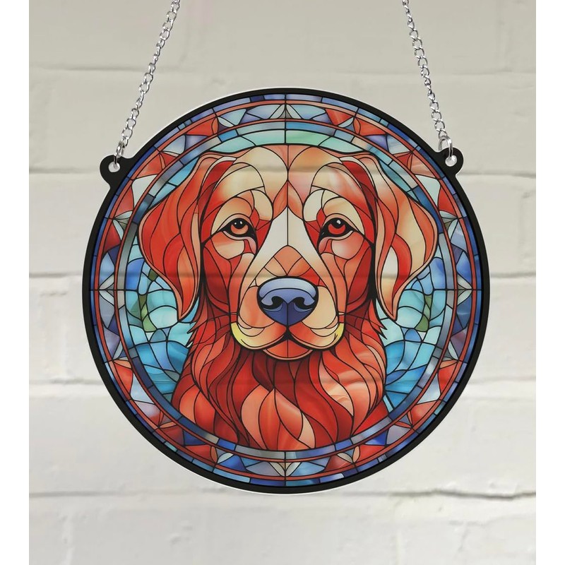 Labrador Fox Red Stained Glass Effect Suncatcher - Garden Gift