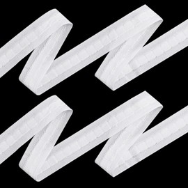 DOPENSPI Curtain Tape Ruffle Tape 28 m x 2.4 cm, White Curtain Tape, Polyester Universal Tape, Row Tape, Curtain Pleat Tape for Sewing, Heading Tape for Curtain, Hooks, White