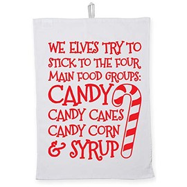 Hippowarehouse We elves try to stick to the four main food groups: candy, candy canes, candy corn, and syrup Tea Towel Eco Printed Dish Cloth Kitchen accessory 50cmx70cm 100% Cotton