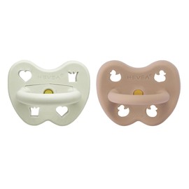 HEVEA Natural Rubber Pacifier Orthodontic 3-36 Months – Hygienic One Piece Design for Newborns to Toddlers, BPA-Free, Soft & Durable – 2-Pack (Fireplace Warmth)