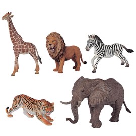 Simba Toys Safari Animals Set – 5-Piece Wild Animal Figurines (Lion, Tiger, Elephant, Giraffe, Zebra) | Toy Animal Figures, Ages 3 and Up