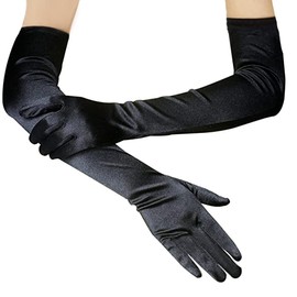 SUFEINI Women Long Satin Gloves Stretchy Elbow Length 21‘’ Opera Party Gloves 1920 s Womens Flapper Gloves