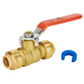 Shut Off Ball Valve 1/2 Inch, SUNGATOR 1/2 Inch Ball Valve, Push to Connect Water Shut off Valve, 1/2 Inch Ball Water Valve, No Lead Brass Push Plumbing Valve, for PEX Pipe, Copper, CPVC, Pack of 1