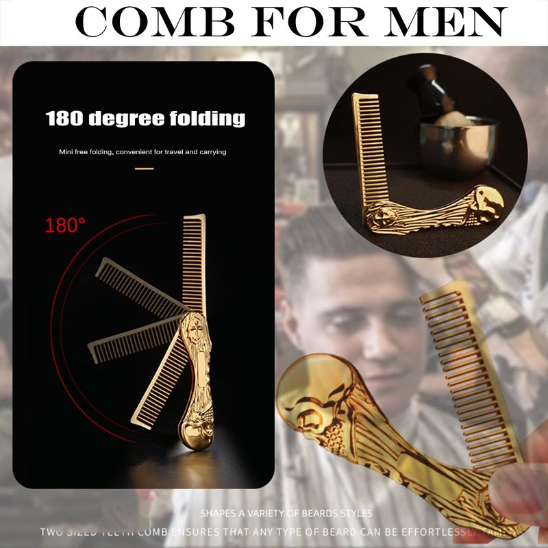Mini Hair Beard Mustache Comb Brush Combs Metal Travel Folding