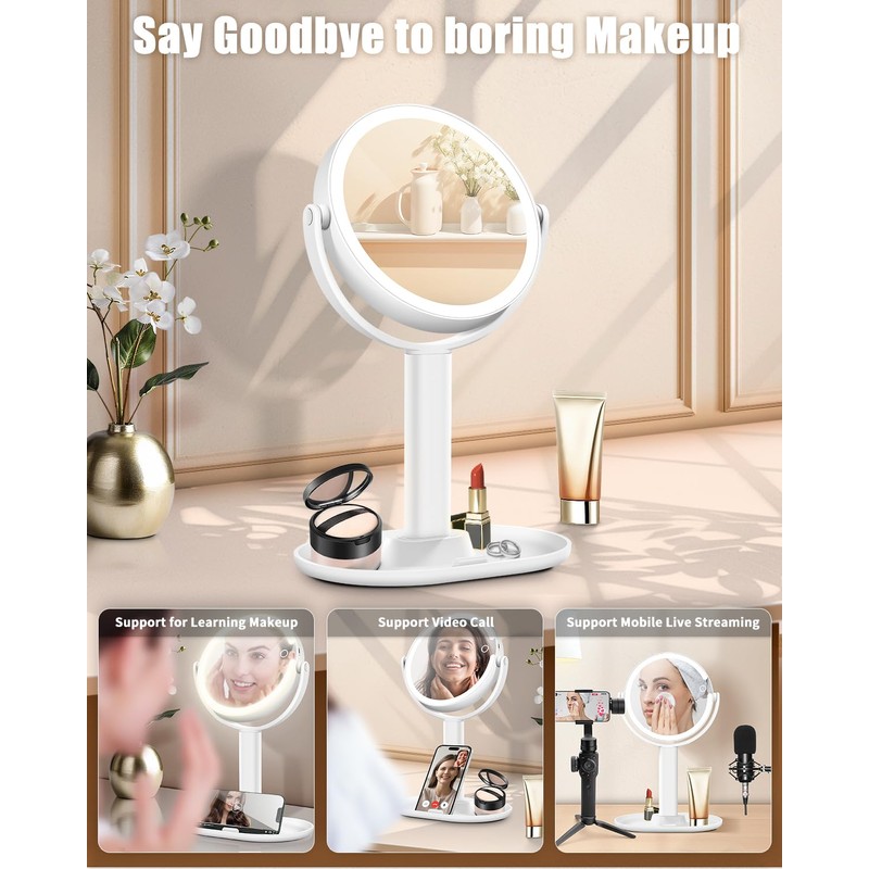 vpu 15X Magnifying Makeup Mirror with Lights, Double Sided 360°