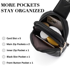 BOSTANTEN Small Sling Bag Crossbody Bags for Women Trendy Crossbody Purse Leather Chest Bag, Deep Black