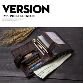 CONTACTS Genuine Leather Passport Wallet for Men Travel Passport Holder Large Capacity Card Wallet with Coin Pocket