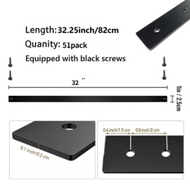Fojely 51 Pack Deck Balusters 32.25"x1" Strip Baluster, Black Metal Deck Spindle and Stair Railing with Screws, Rectangular Deck Balusters for Porch Railing