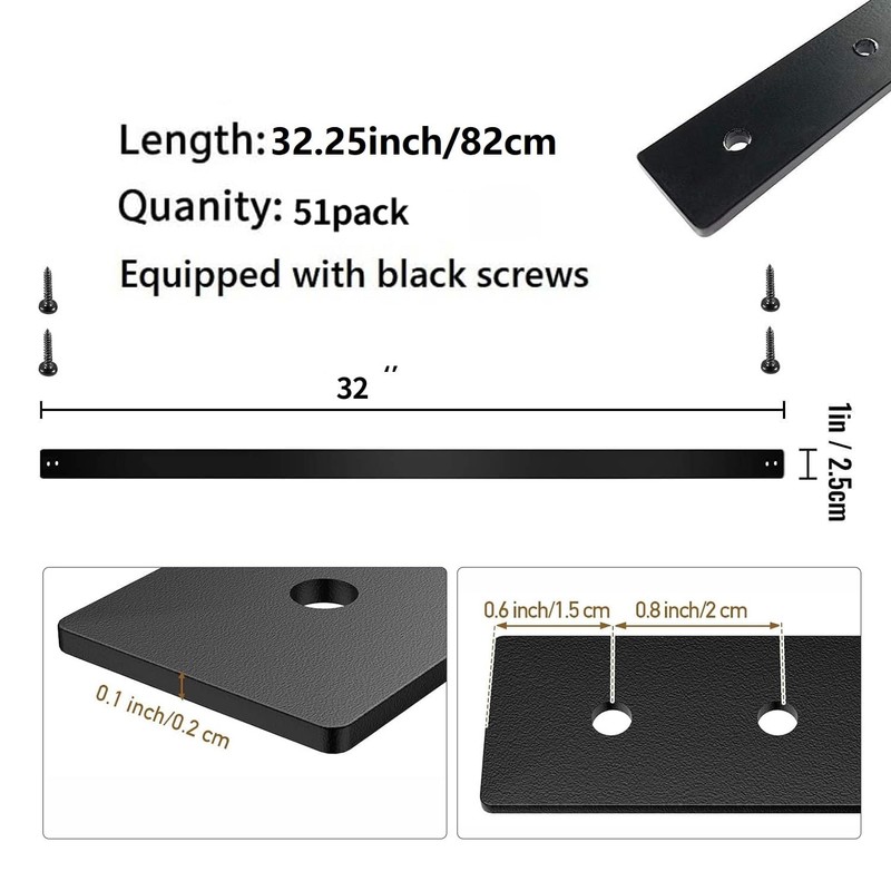 Fojely 51 Pack Deck Balusters 32.25"x1" Strip Baluster, Black Metal