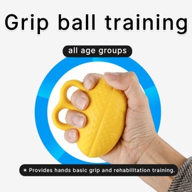 Hand Grip Strength Trainer,Finger Exerciser Balls for Hand Therapy,Stress Relief Balls for Adults(Yellow)