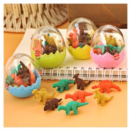 10 Pcs Dinosaur Erasers with Eggs, Mini Cute Dino Erasers Bulk for School Classroom Rewards Easter Basket Stuffers Fillers (Dinosaur)