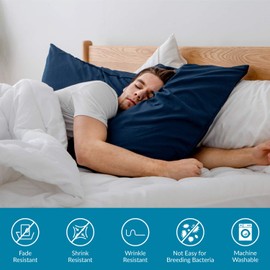 Bedsure Pillow Cases 2 Pack - Brushed Microfiber Pillowcases with Envelope Closure,50x75 cm Pillow Covers for Hair and Skin, Pillowcase Standard Size Set of 2, Gifts for Women, Navy Blue