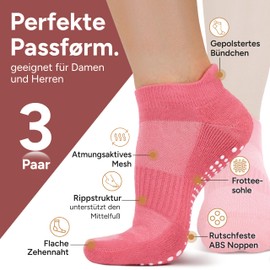 RØDER 3 Pairs of Stopper Socks Men & Women - Non-Slip Socks with Durable ABS Nubs - Yoga, Pilates & Barefoot Socks - Slippers & Gymnastics Socks Sizes 35-50, Pack 1, 39 - 42