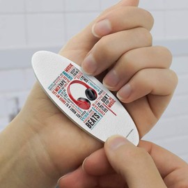 Headphones Music Terms Words Collage Double-Sided Oval Nail File Emery Board Set 4 Pack