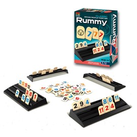 BERYART Rummy Tiles Game Set with 4 Double Tier Tile Racks Trays Rummy Cube Playing Racks in Travel Bag for Family Classic Board Games Travel Game Mini Rummy Game for Adult and Kids