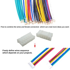 Yoeruyo PH2.0mm JST Male Connector Kit with 22AWG Pre-Crimped Wire, 2/3/4/5/6/7/8/9/10/12 Pin Housing JST Adapter Cable Connector with Length of 10/20/50/80/100CM Wire (2 Sets M 6Pin-50CM)